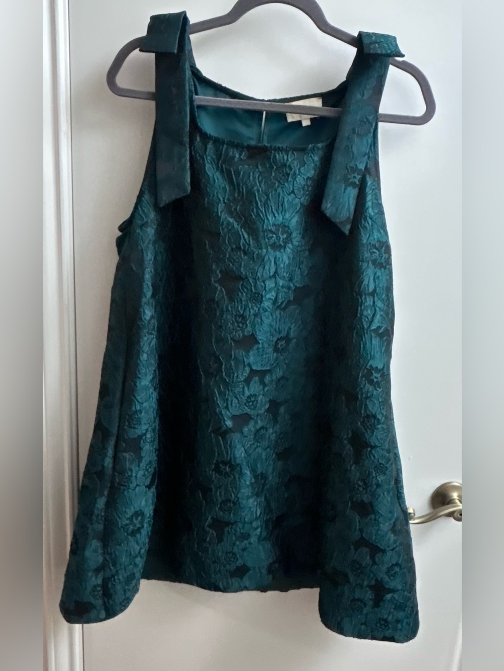 Entro Hunter green Sleeveless Mini Dress Size Med. Chic Textured A Line. New